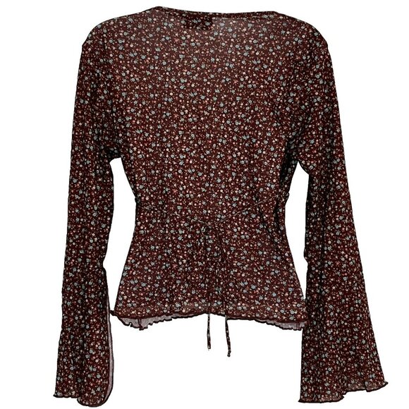 No Boundaries Babydoll Top Cropped sz L Y2K Dark Cottagecore Forest Fairy Grunge - Picture 2 of 6